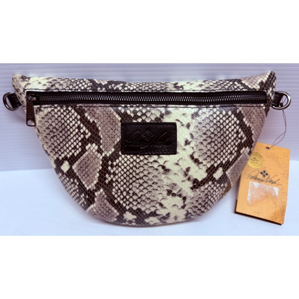 Patricia Nash Tinchi Leather Convertible Crossbody PYTHON BLACK FANNY PACK